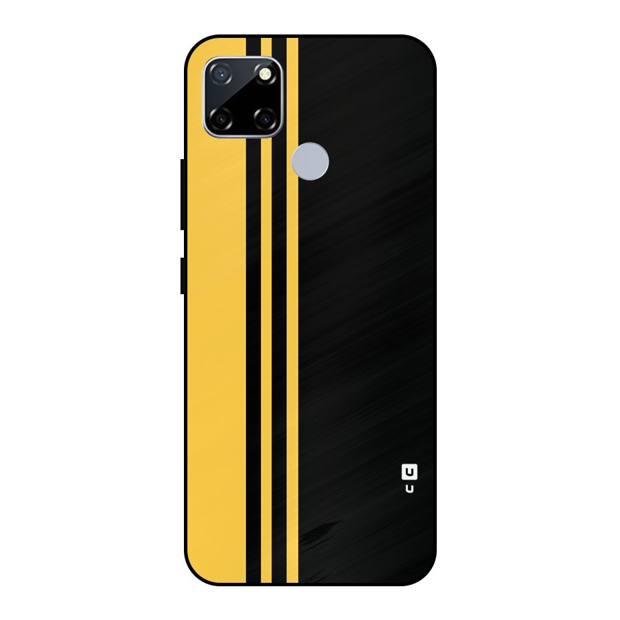Minimal Yellow and Black Design Metal Back Case for Realme Narzo 20