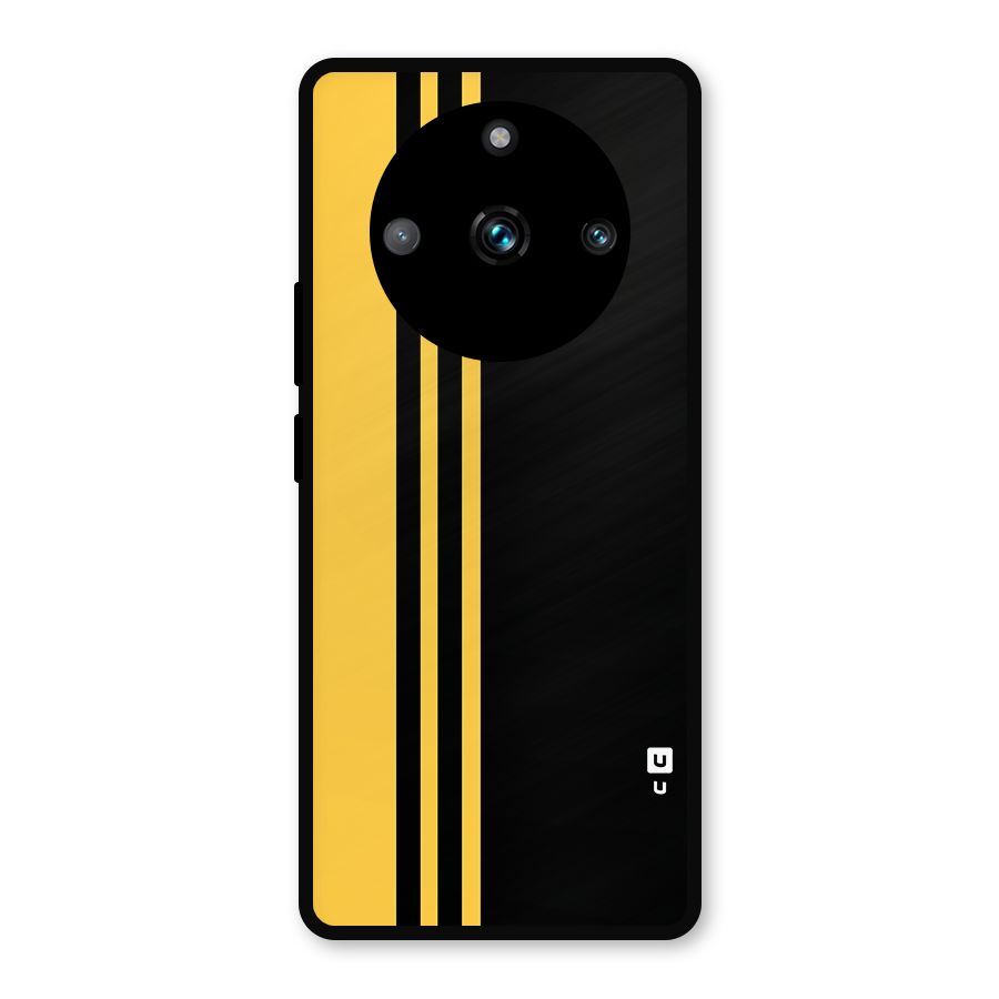 Minimal Yellow and Black Design Metal Back Case for Realme Narzo 60 Pro