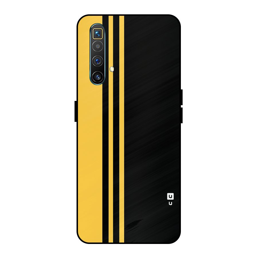 Minimal Yellow and Black Design Metal Back Case for Realme X3 SuperZoom