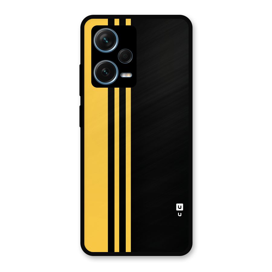 Minimal Yellow and Black Design Metal Back Case for Redmi Note 12 Pro Plus 5G