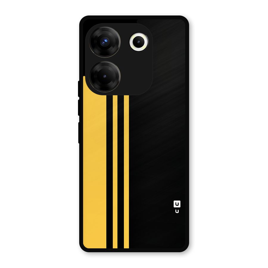 Minimal Yellow and Black Design Metal Back Case for Tecno Camon 20