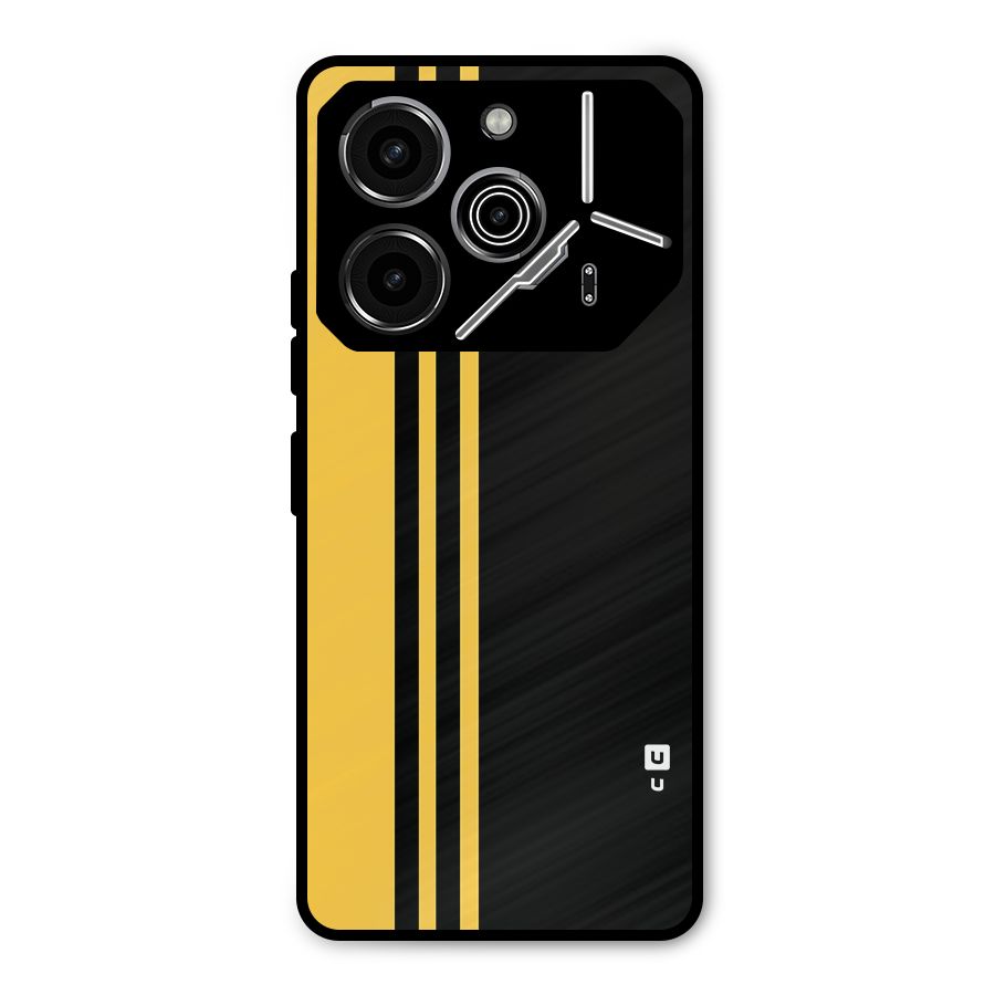 Minimal Yellow and Black Design Metal Back Case for Tecno Pova 6 Pro