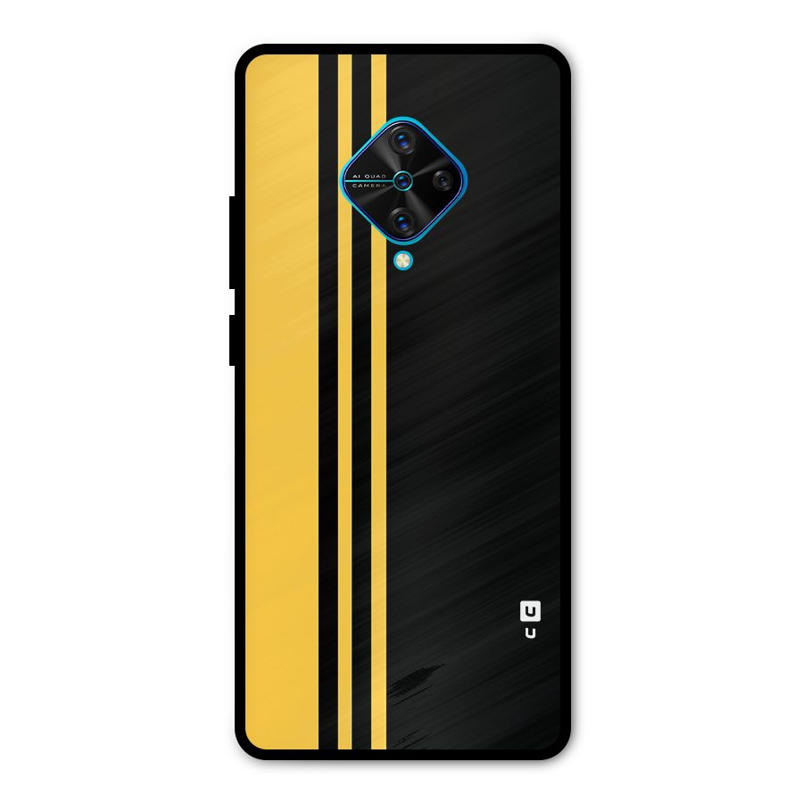 Minimal Yellow and Black Design Metal Back Case for Vivo S1 Pro