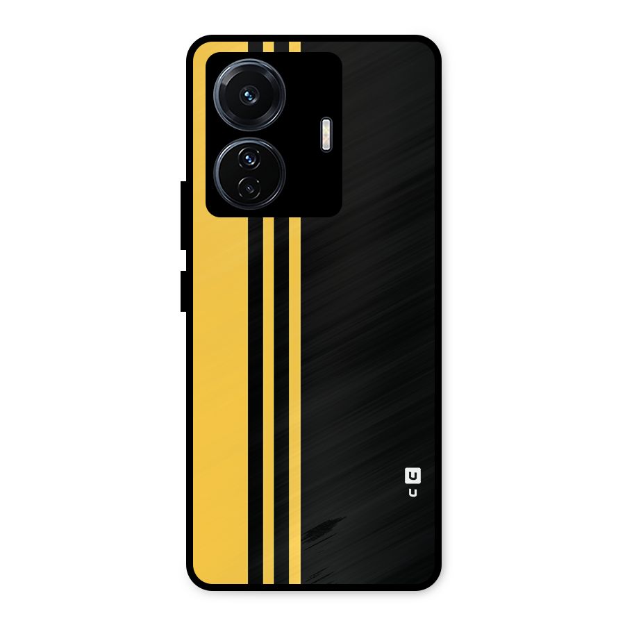 Minimal Yellow and Black Design Metal Back Case for Vivo T1 Pro