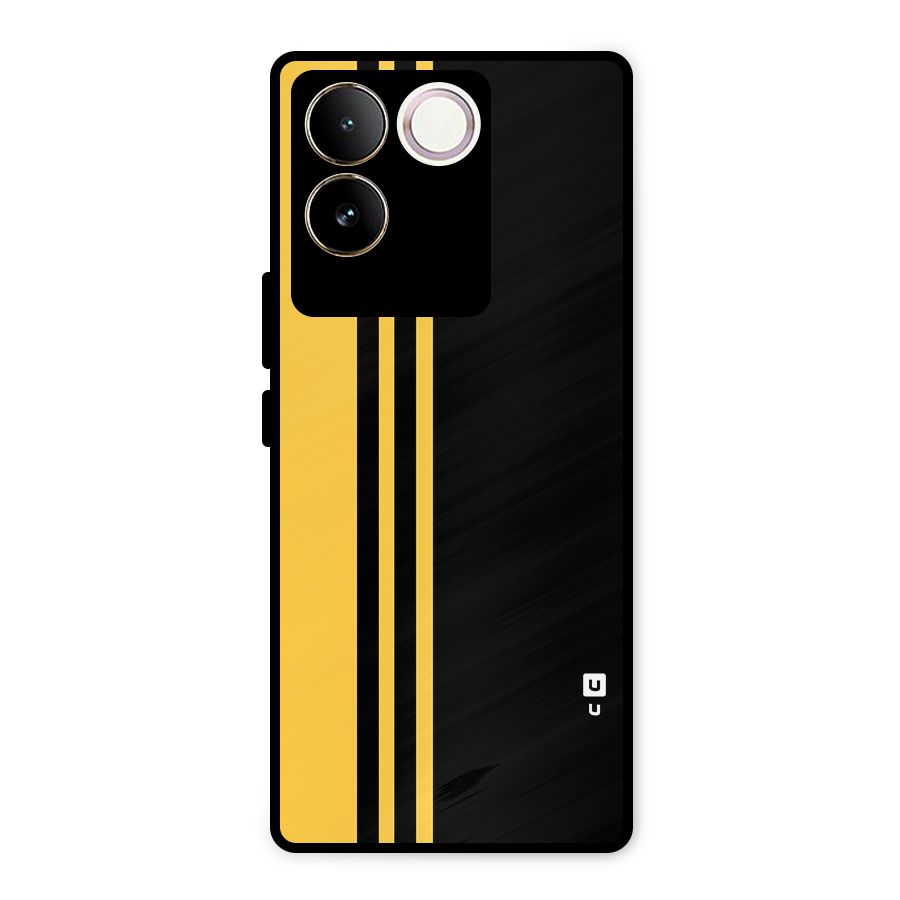 Minimal Yellow and Black Design Metal Back Case for Vivo T2 Pro