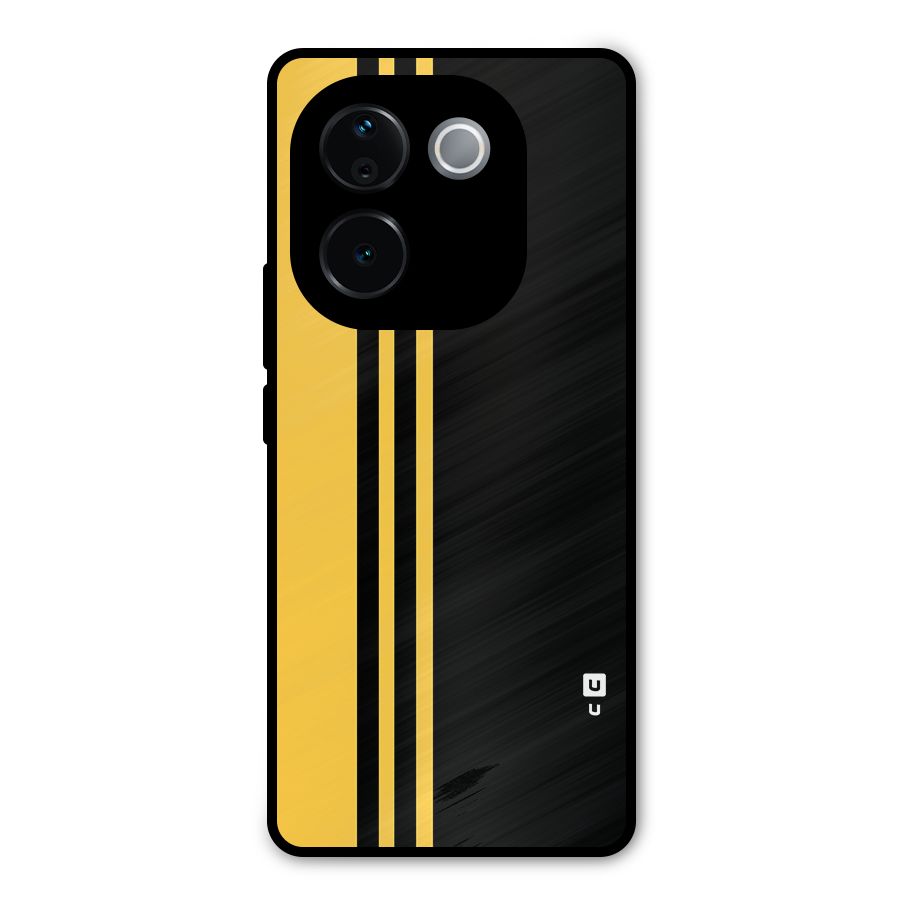 Minimal Yellow and Black Design Metal Back Case for Vivo T3 Pro