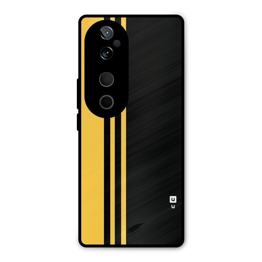 Minimal Yellow and Black Design Metal Back Case for Vivo T3 Ultra