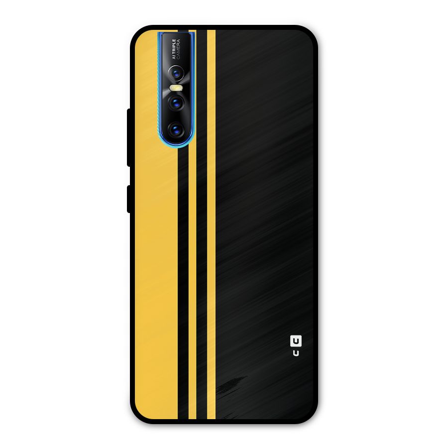 Minimal Yellow and Black Design Metal Back Case for Vivo V15 Pro