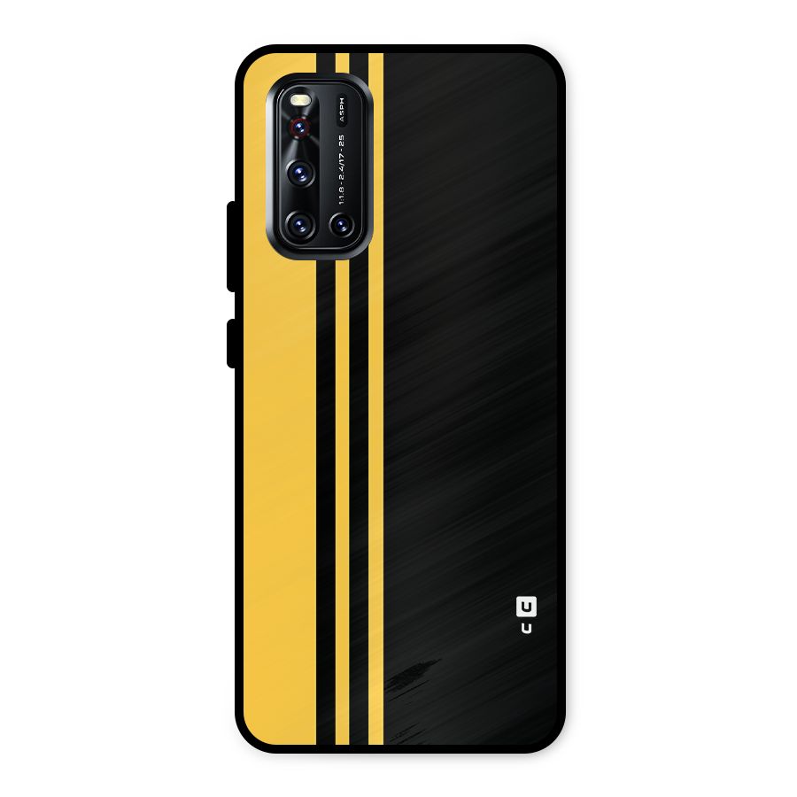 Minimal Yellow and Black Design Metal Back Case for Vivo V19