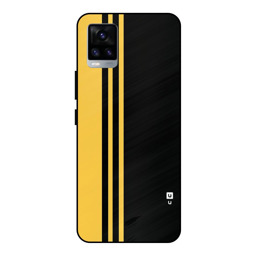 Minimal Yellow and Black Design Metal Back Case for Vivo V20 2021