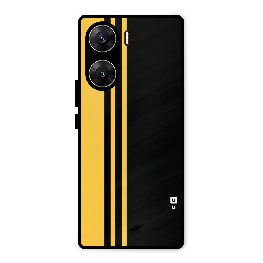 Minimal Yellow and Black Design Metal Back Case for Vivo V29e