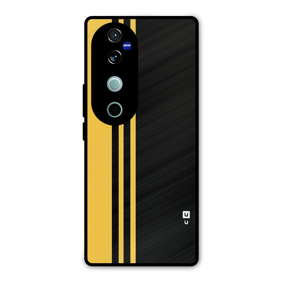 Minimal Yellow and Black Design Metal Back Case for Vivo V40 Pro
