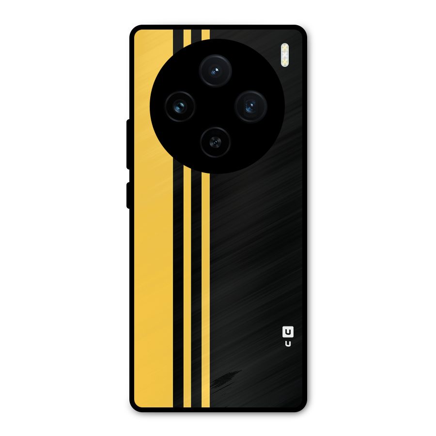 Minimal Yellow and Black Design Metal Back Case for Vivo X100