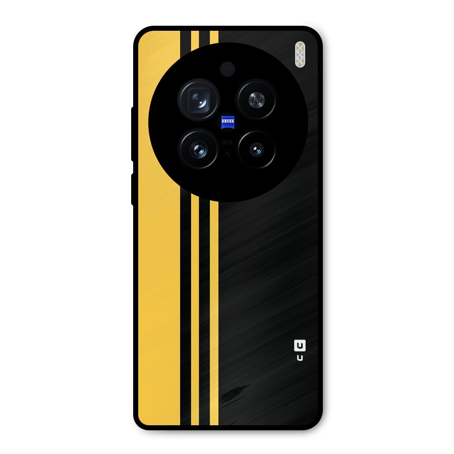 Minimal Yellow and Black Design Metal Back Case for Vivo X200 Pro