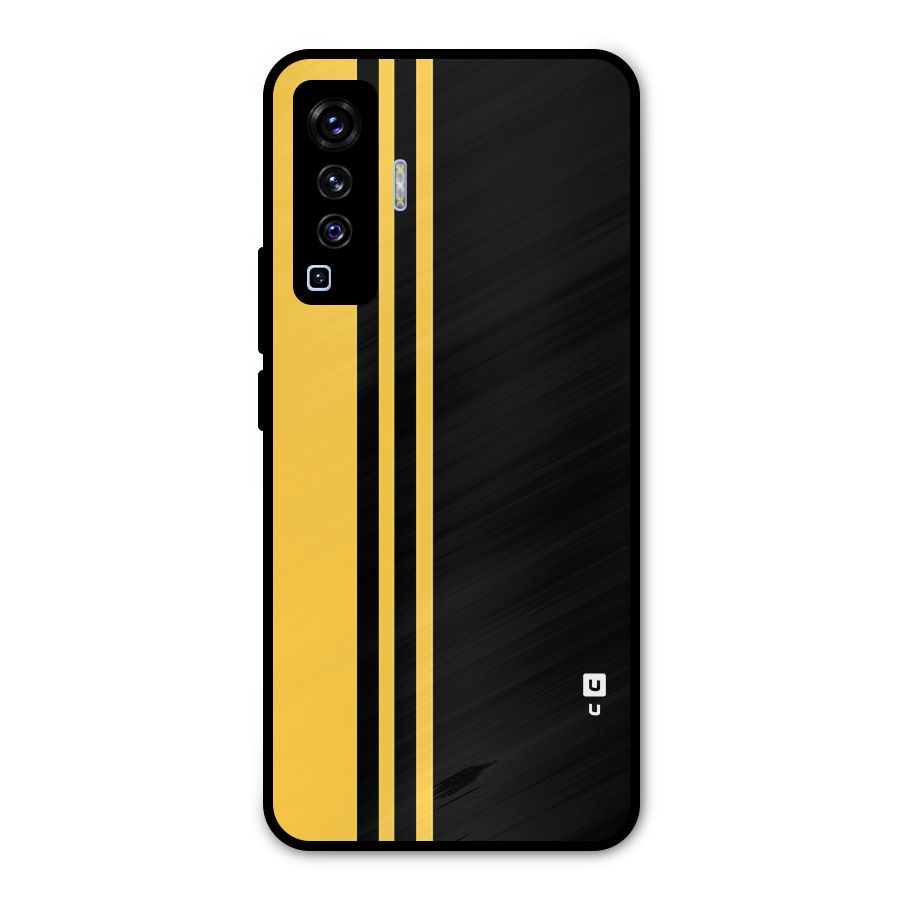 Minimal Yellow and Black Design Metal Back Case for Vivo X50