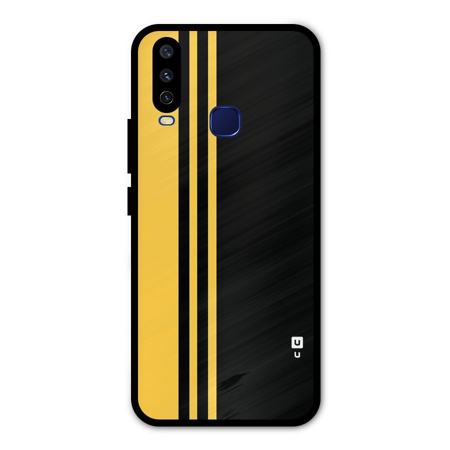 Minimal Yellow and Black Design Metal Back Case for Vivo Y15
