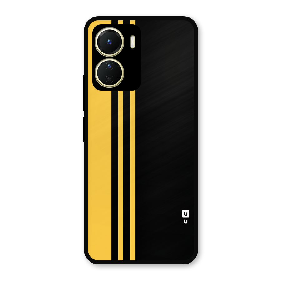 Minimal Yellow and Black Design Metal Back Case for Vivo Y16