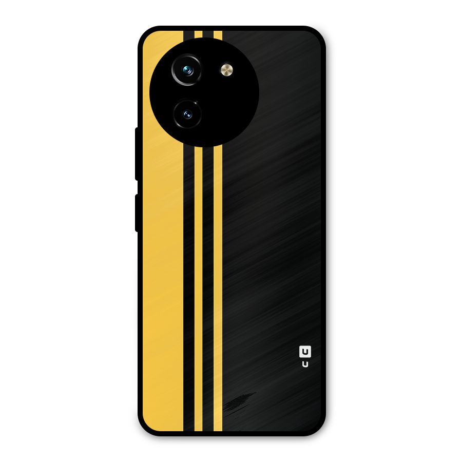 Minimal Yellow and Black Design Metal Back Case for Vivo Y200i