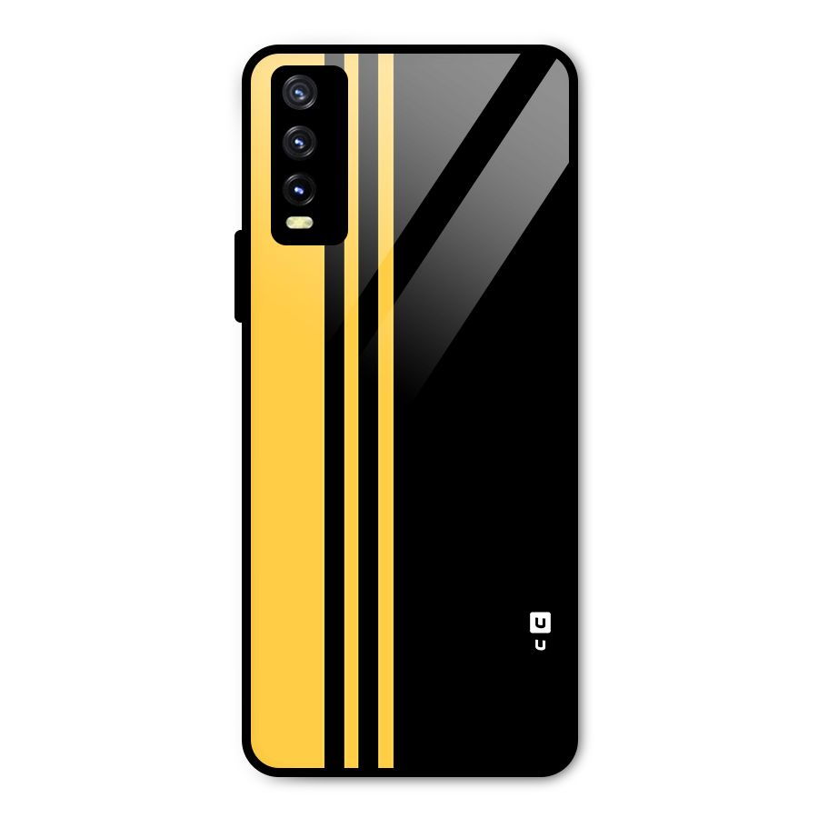 Minimal Yellow and Black Design Metal Back Case for Vivo Y20g