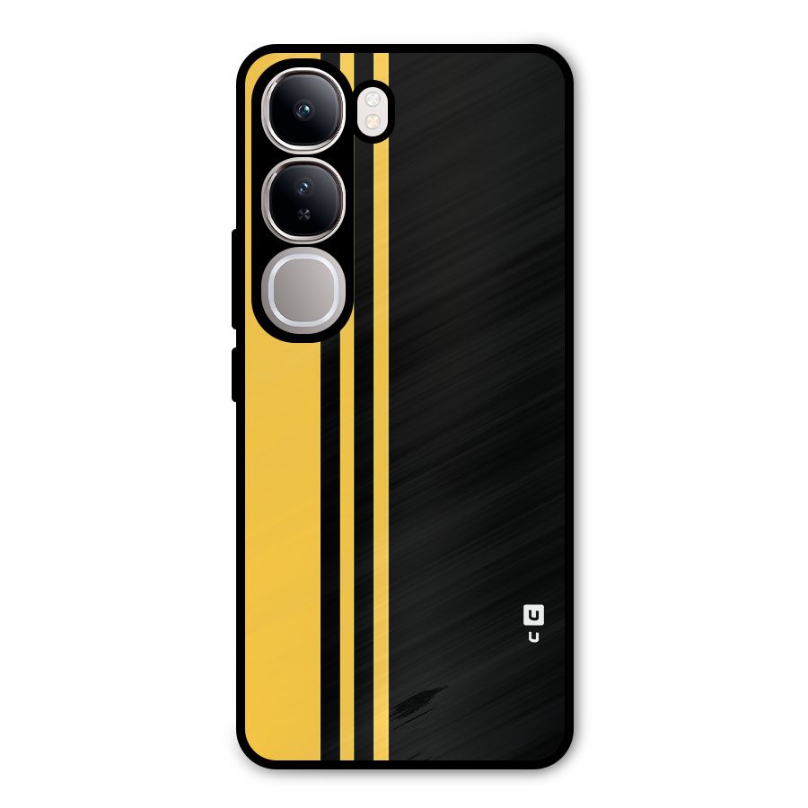 Minimal Yellow and Black Design Metal Back Case for Vivo Y300
