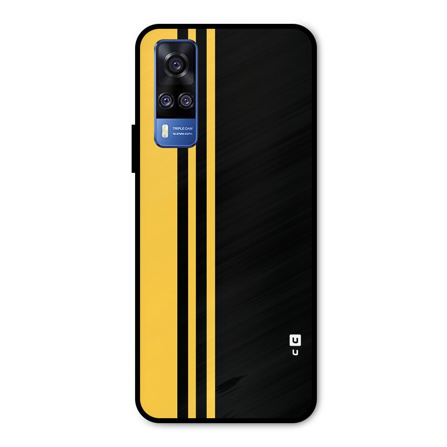 Minimal Yellow and Black Design Metal Back Case for Vivo Y31