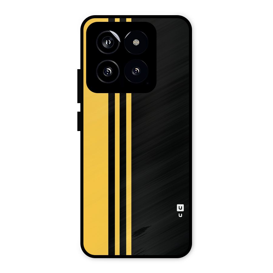 Minimal Yellow and Black Design Metal Back Case for Xiaomi 14
