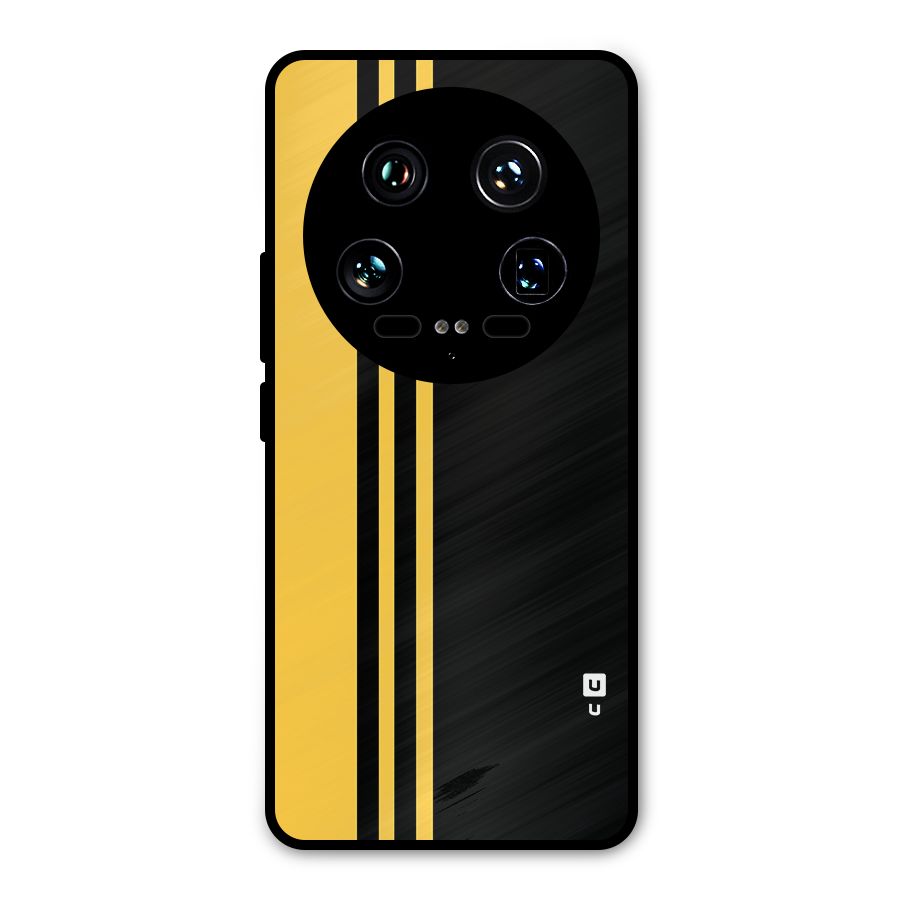 Minimal Yellow and Black Design Metal Back Case for Xiaomi 14 Ultra