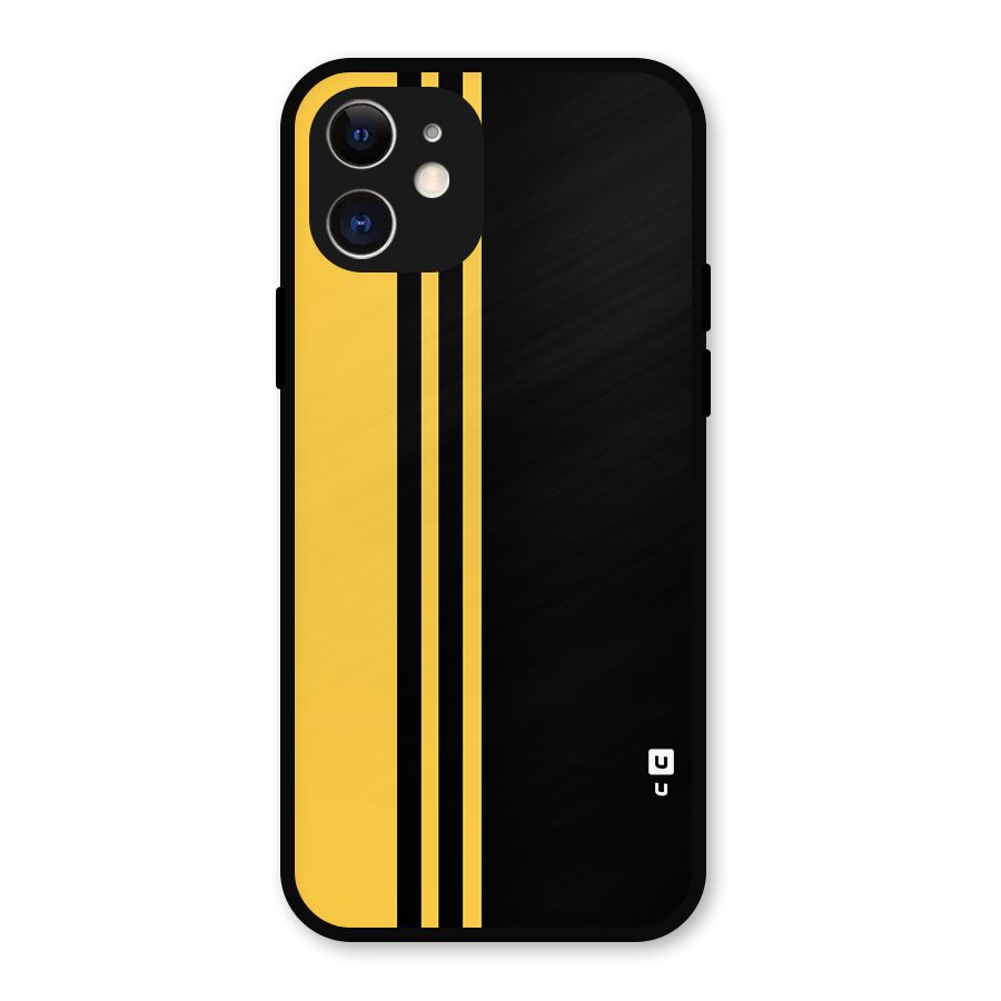 Minimal Yellow and Black Design Metal Back Case for iPhone 12