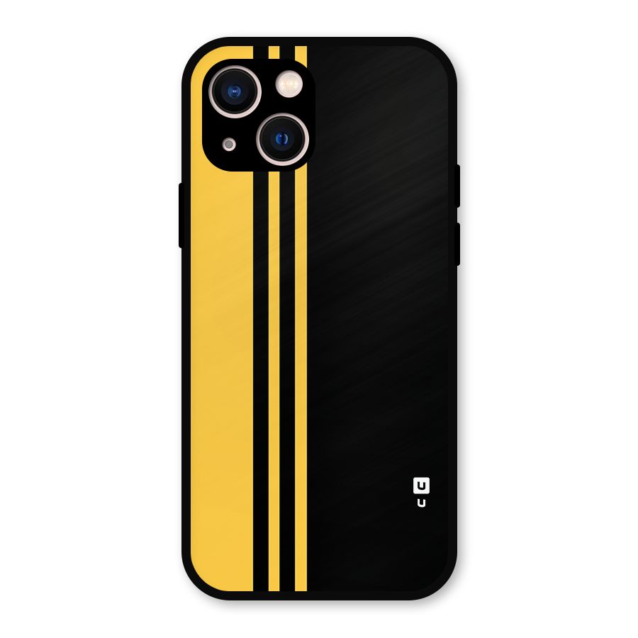 Minimal Yellow and Black Design Metal Back Case for iPhone 13
