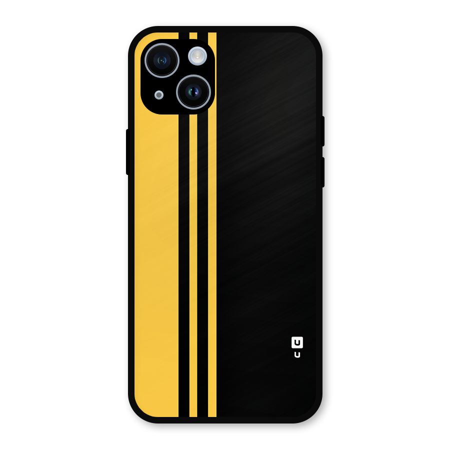 Minimal Yellow and Black Design Metal Back Case for iPhone 14