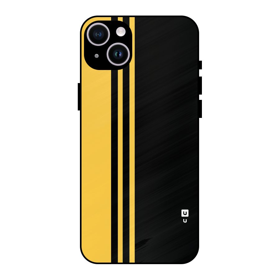 Minimal Yellow and Black Design Metal Back Case for iPhone 14 Plus
