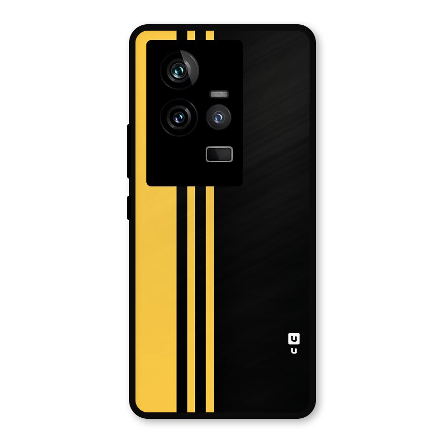 Minimal Yellow and Black Design Metal Back Case for iQOO 11 5G
