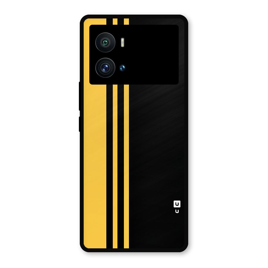 Minimal Yellow and Black Design Metal Back Case for iQOO 9 Pro
