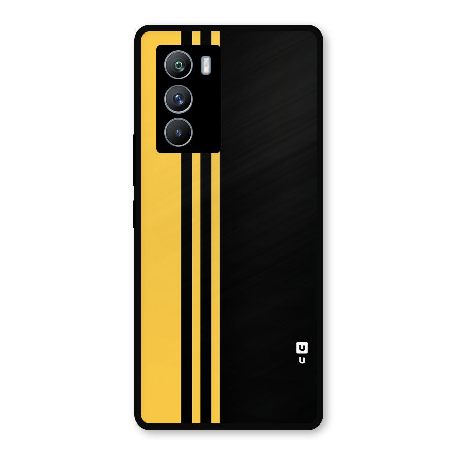 Minimal Yellow and Black Design Metal Back Case for iQOO 9 SE