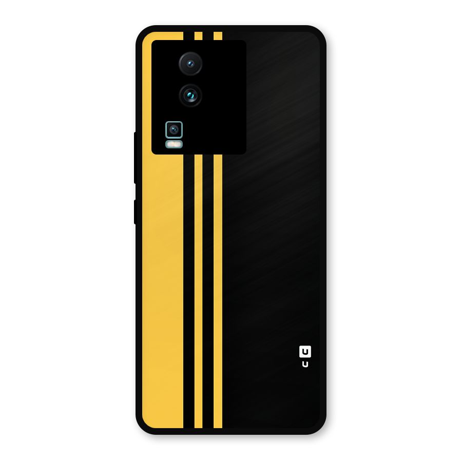Minimal Yellow and Black Design Metal Back Case for iQOO Neo 7