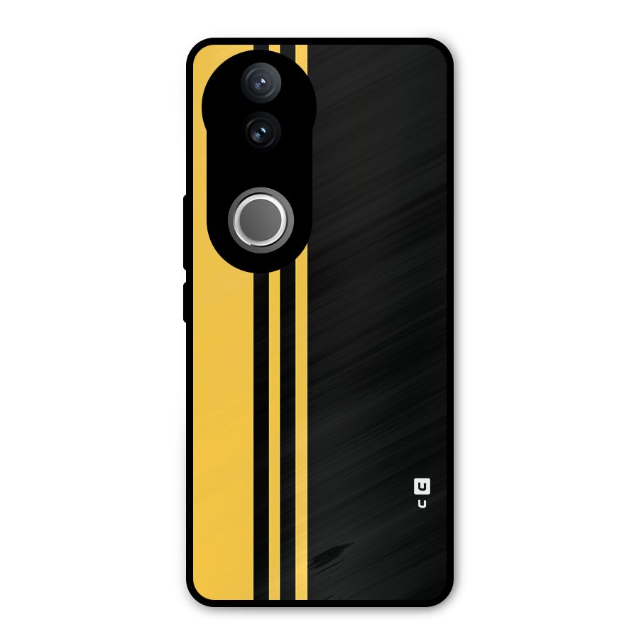 Minimal Yellow and Black Design Metal Back Case for iQOO Z10R