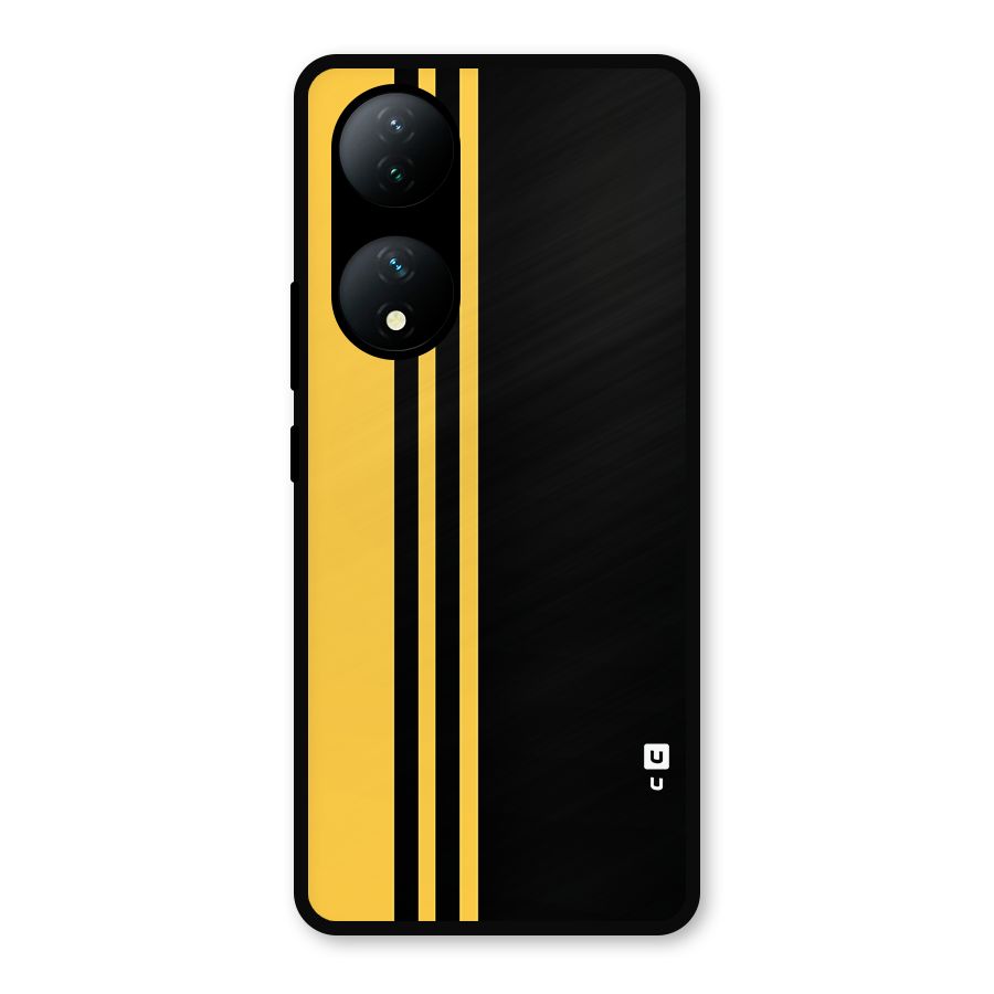 Minimal Yellow and Black Design Metal Back Case for iQOO Z7s