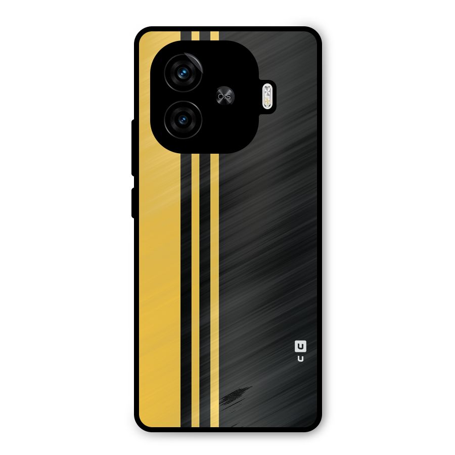 Minimal Yellow and Black Design Metal Back Case for iQOO Z9 Turbo