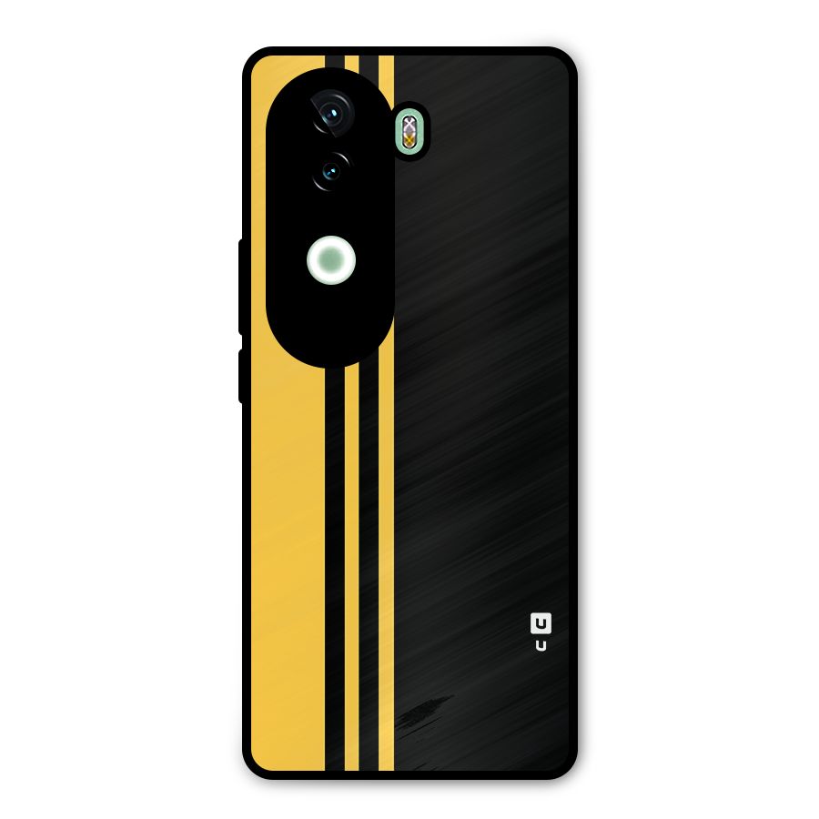 Minimal Yellow and Black Design Metal Back Case for iQOO Z9s