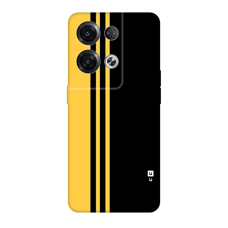 Minimal Yellow and Black Design Original Polycarbonate Back Case for Oppo Reno8 Pro 5G