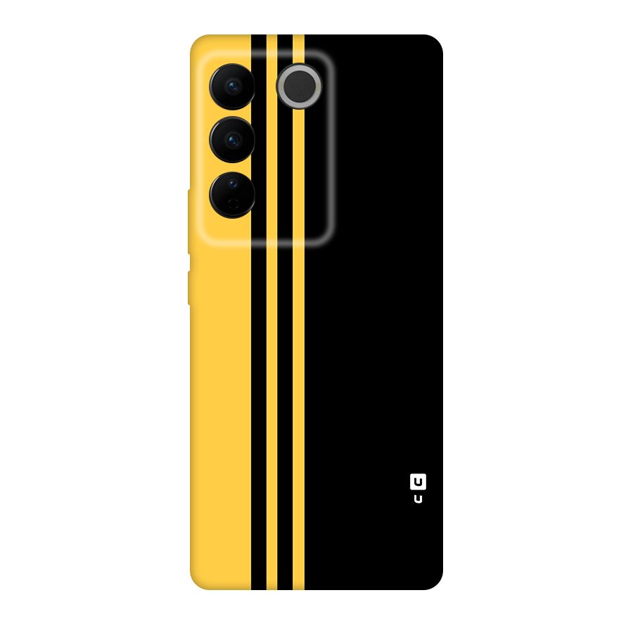 Minimal Yellow and Black Design Original Polycarbonate Back Case for Vivo V27