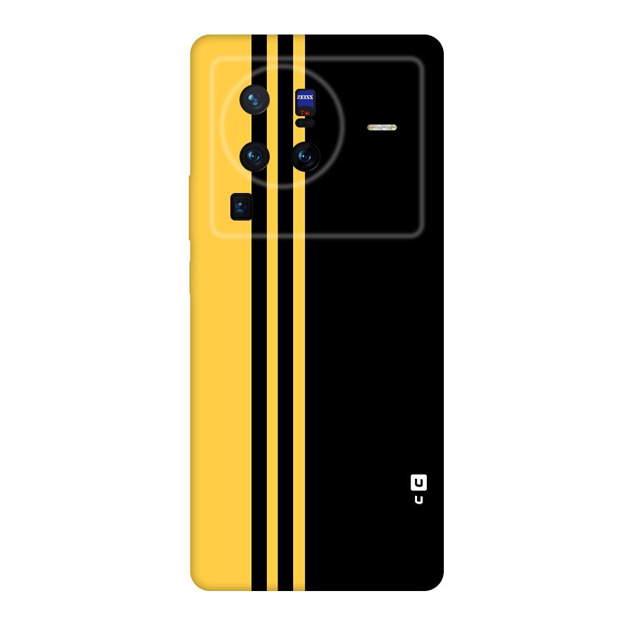 Minimal Yellow and Black Design Original Polycarbonate Back Case for Vivo X80
