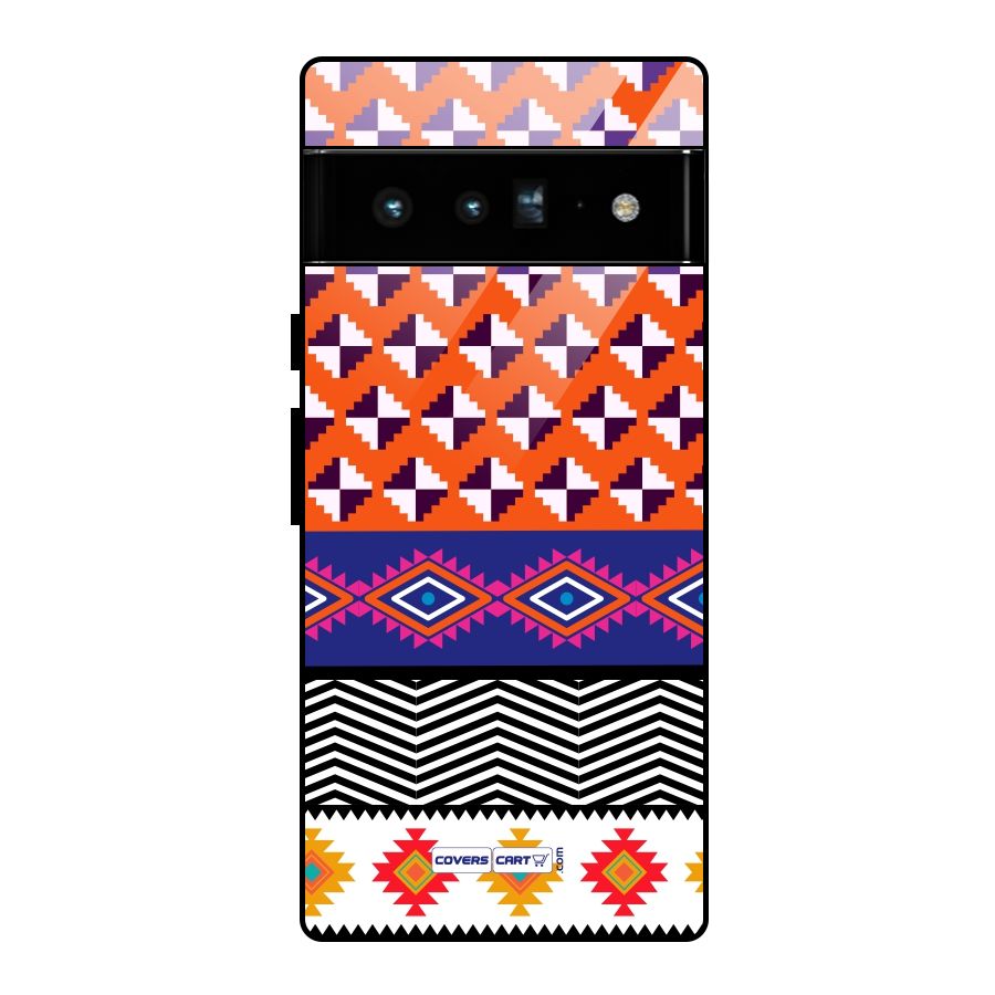 Mixed Pattern Aztec Glass Back Case for Google Pixel 6 Pro