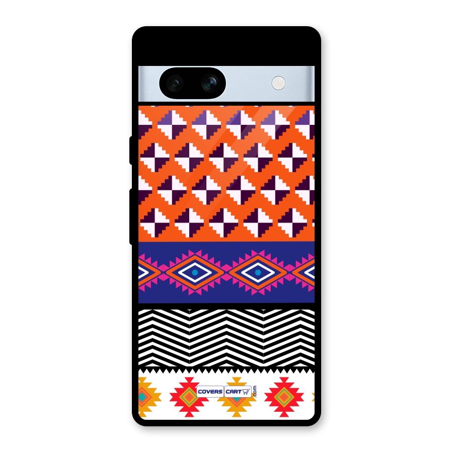 Mixed Pattern Aztec Glass Back Case for Google Pixel 7a