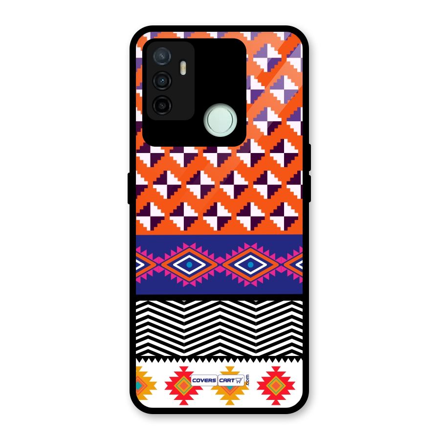 Mixed Pattern Aztec Glass Back Case for Oppo A53