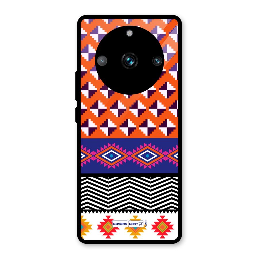 Mixed Pattern Aztec Glass Back Case for Realme 11 Pro Plus