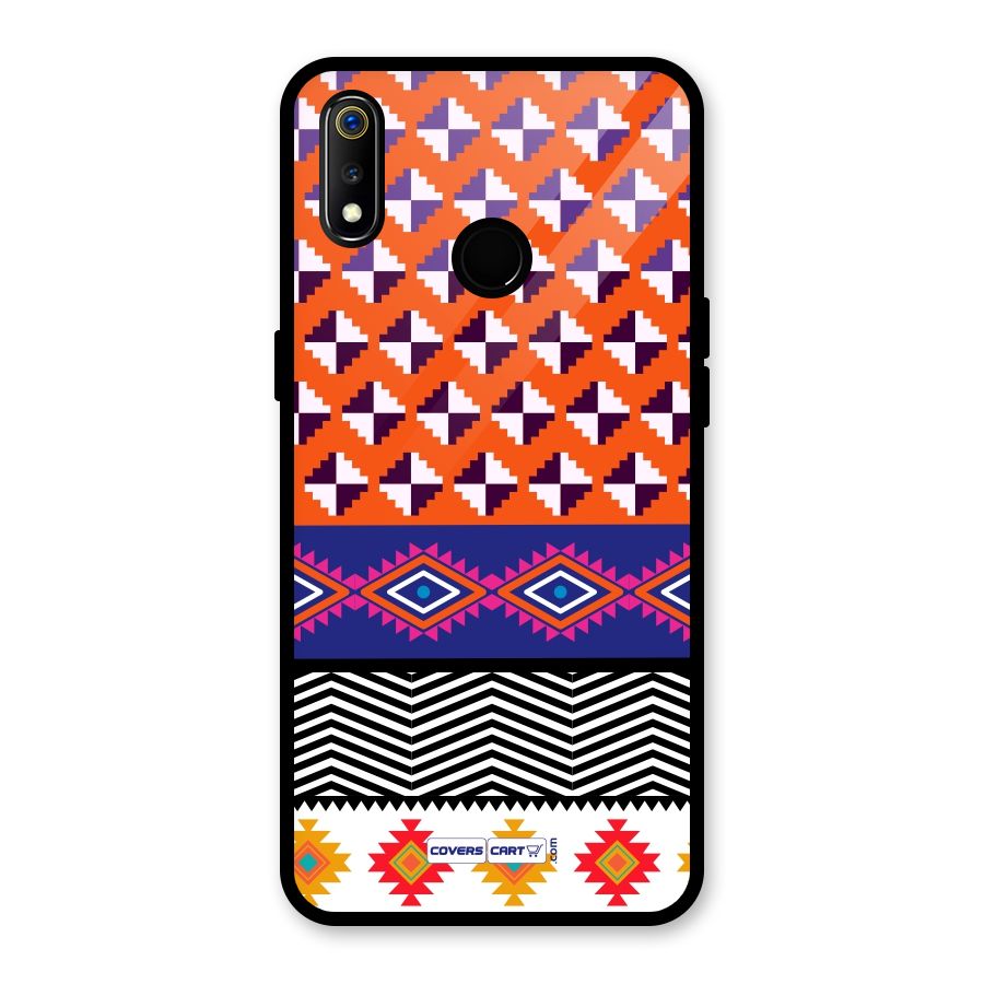Mixed Pattern Aztec Glass Back Case for Realme 3i