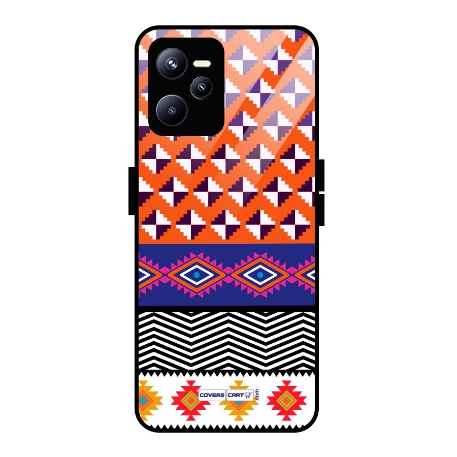 Mixed Pattern Aztec Glass Back Case for Realme C35