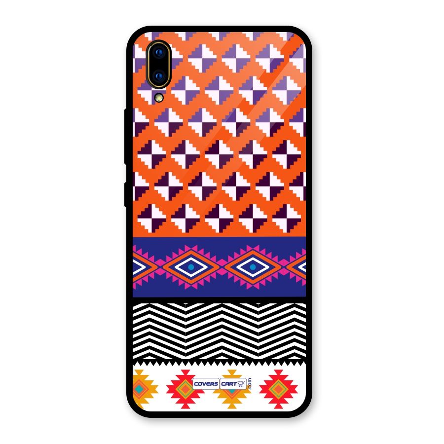 Mixed Pattern Aztec Glass Back Case for Vivo V11 Pro