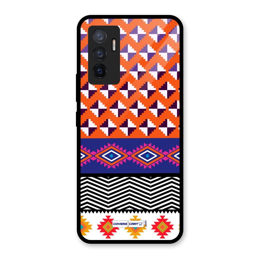 Mixed Pattern Aztec Glass Back Case for Vivo V23e